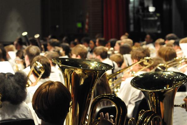 Students performing at the 2023-2024 All County Band Concert